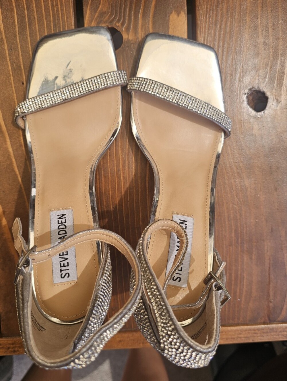 Steve Madden Piked Rhinestone Heels Women's Size 7M Ankle Strap Sandals